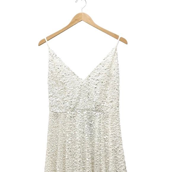 NWT ASOS Ivory Sequined Beaded Josie Backless Cami Maxi Wedding Dress Size 6 NEW - Picture 7 of 16